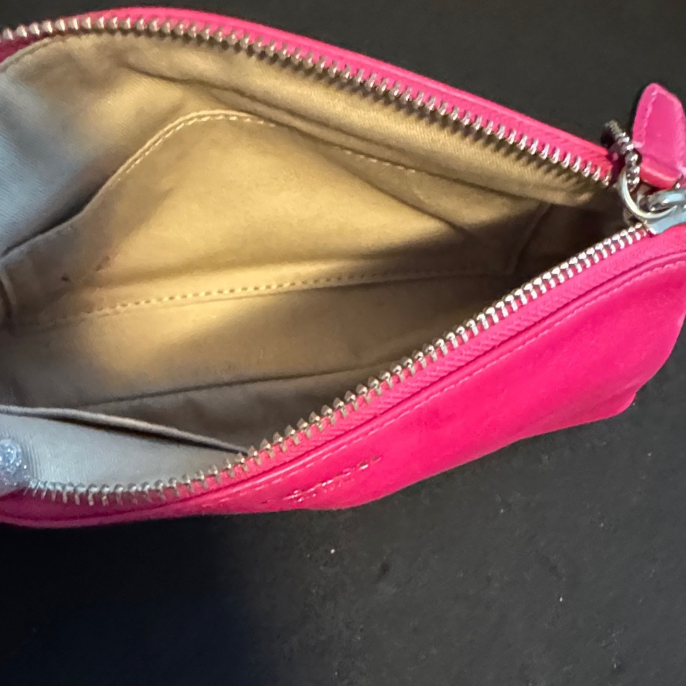 Coach Hot Pink Leather Cosmetic Pouch - Picture 3 of 11